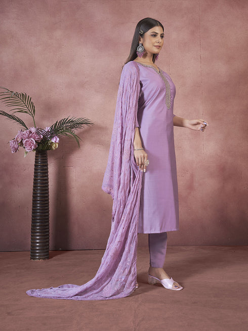 Lavendar Art Silk Pant Suit Acy8328 Salwar Kameez